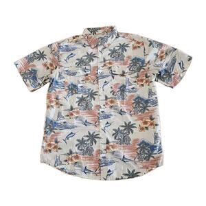 Guy Harvey Shirt Mens Medium Fishing Marlin AFTCO Button Up USA Bluewater